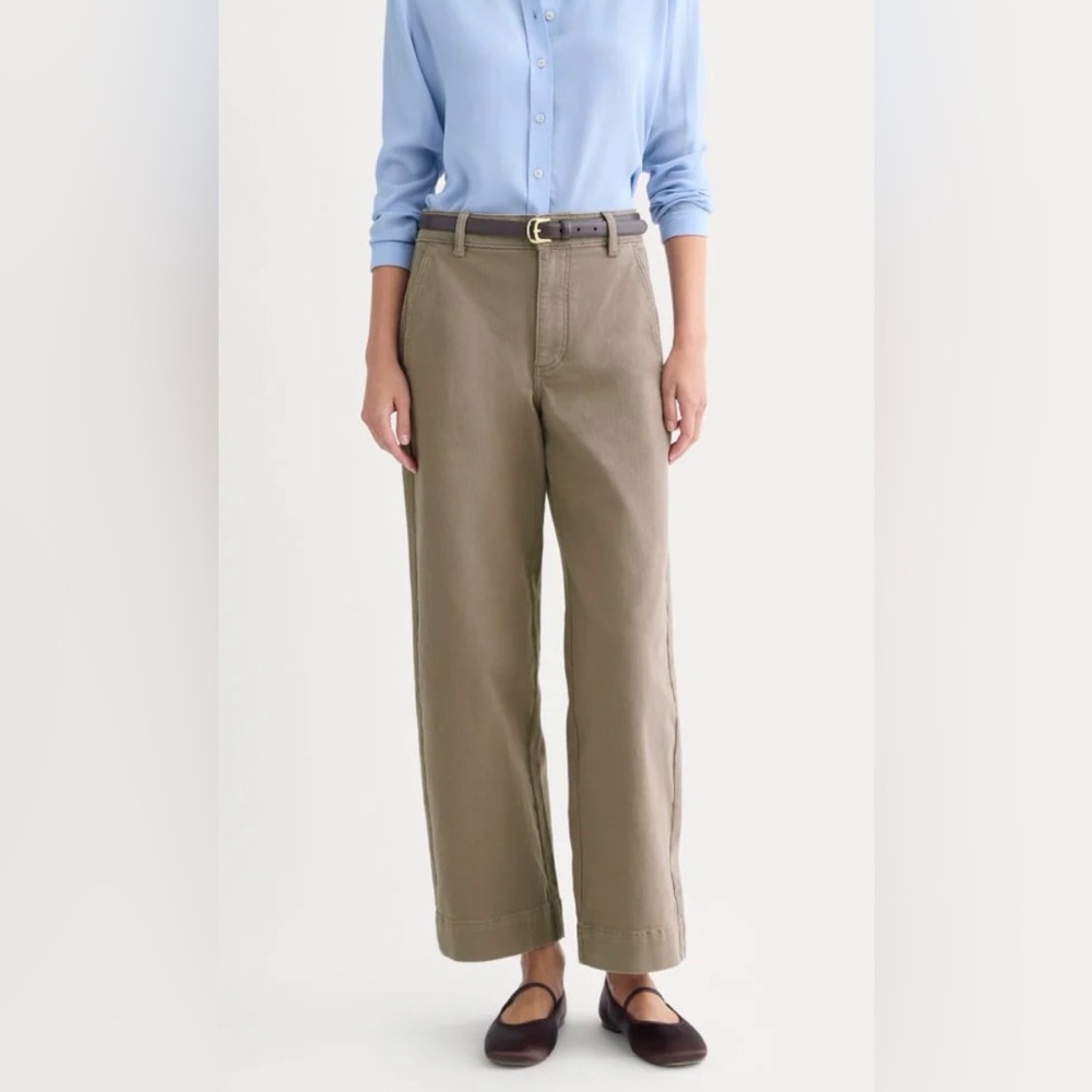 Everlane Cropped Wide-Leg Trousers in Brown-Khaki